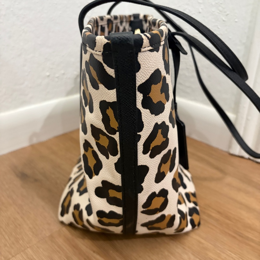 Coach Leopard Print Tote - Black and Tan - Picture 5 of 17